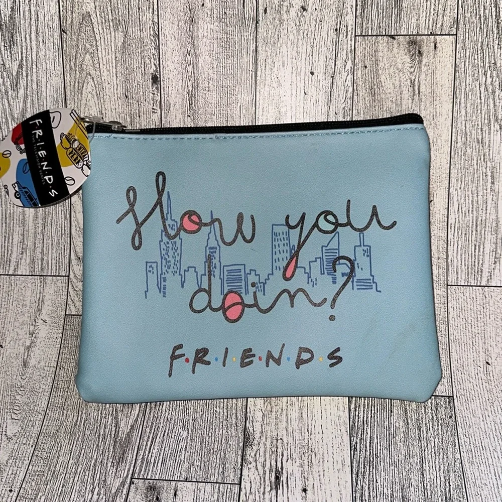 FRIENDS baby blue cosmetic makeup zipper bag
